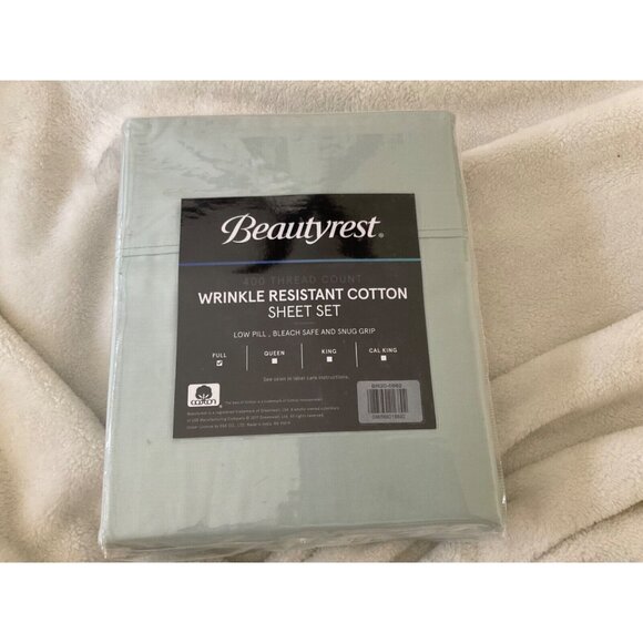 Beautyrest Luxury 4pc 400TC Wrinkle Resistant Cotton Sateen Sheet Set Full Sage